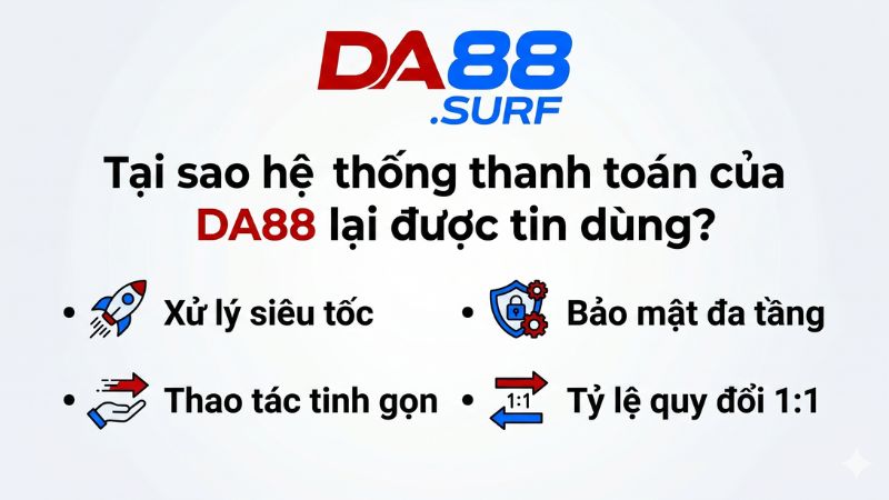 Lý do hệ thống thanh toán rút tiền Da88 được đánh giá cao