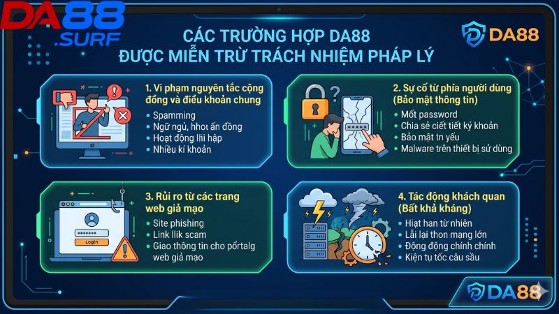 Các trường hợp Da88 được miễn trừ trách nhiệm pháp lý