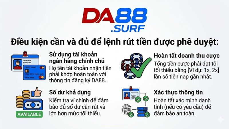 Điều kiện cần và đủ để lệnh rút tiền được phê duyệt