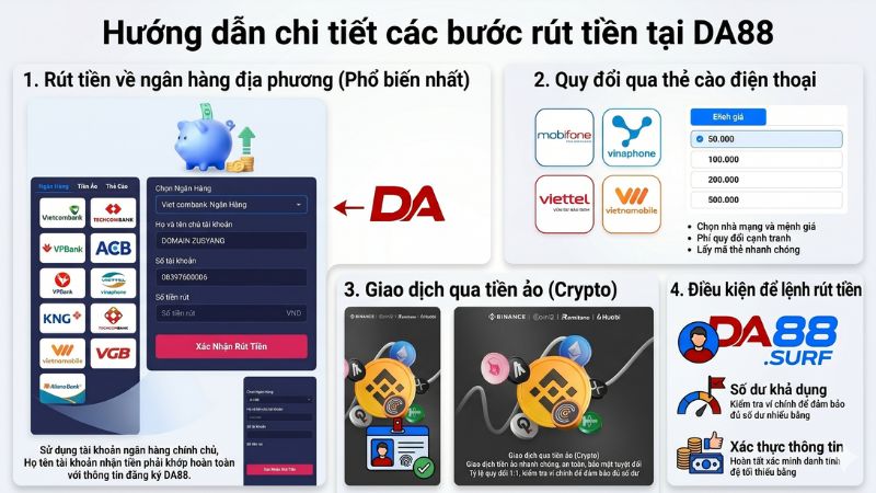 Hướng dẫn chi tiết các bước rút tiền tại DA88