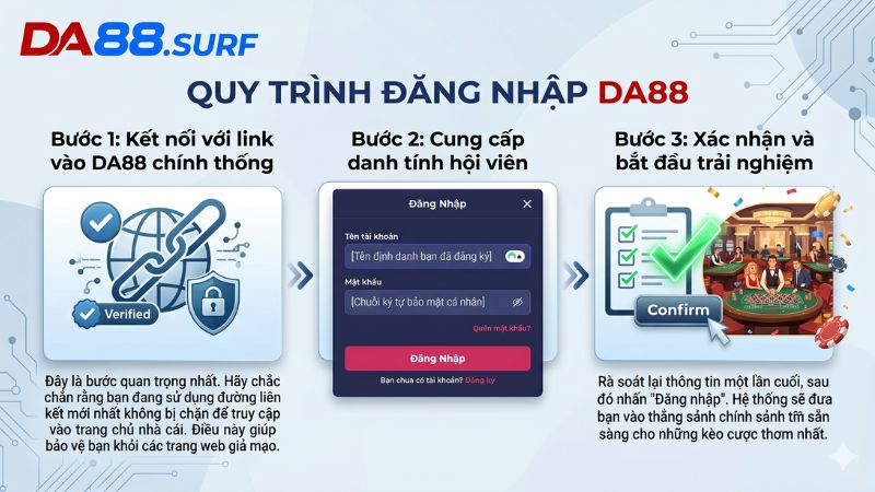 Quy Trình Đăng Nhập DA88 Chuẩn Xác Trong 3 Bước